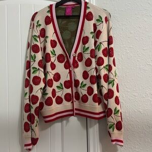 Queen of Sparkles Pale Pink Cherry Cardigan
